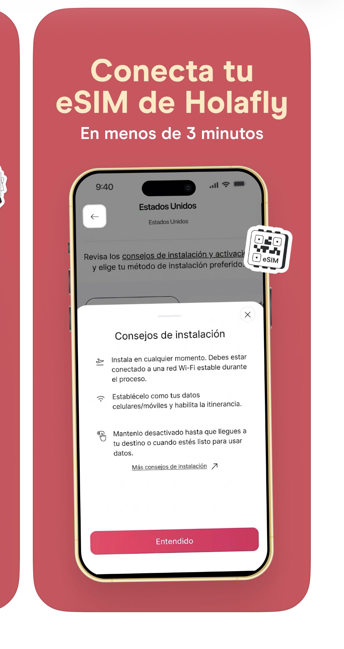 Paso 2: escanear el QR de Holafly desde los ajustes del móvil
