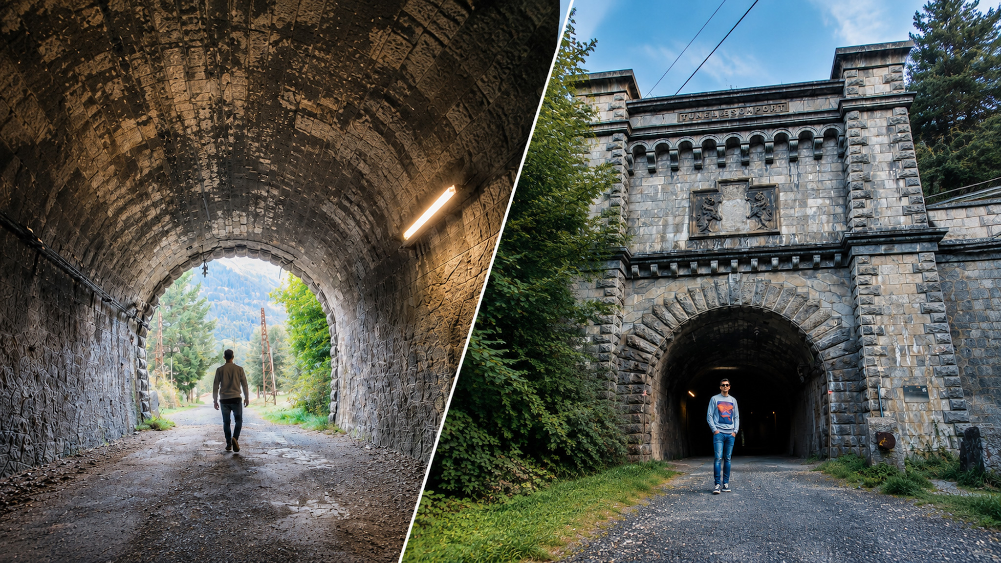 Vista del antiguo túnel ferroviario del Somport